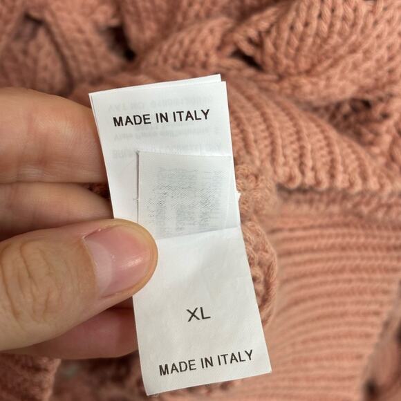 NWT Brunello Cucinelli Crewneck Open Cable Knit Chunky Sweater in Pink - Size XL - Picture 7 of 7